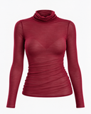Dik Yaka Transparan Bordo Bluz B4098