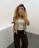 Bej Gold Düğmeli Triko Yelek