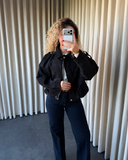 Kot Kadife Bomber Ceket 4092 (Siyah)