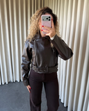 Crop Tasarım Deri Ceket C4091