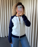 Reglan Kol Çift Renk Hırka H4085 (Laci , Beyaz)