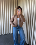 Yün Karışımlı Fermuarlı Triko Hırka H4086 (Koyu Bej)