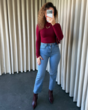 Dik Yaka Bordo Bluz B4102