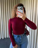 Dik Yaka Bordo Bluz B4102